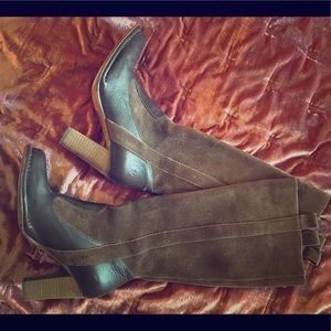 Frye tall suede and leather boots.